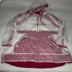 Calvin Klein Performance Shear 2X White/Pink Logo Windbreaker Rain Jacket
